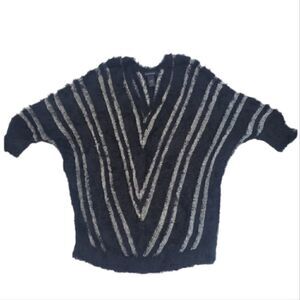Ashley Stewart's Black Silver Metallic Eyelash Batwing Sweater Size 14/16